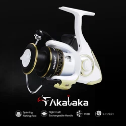 Akataka Spinning Fishing Reels 10BB 5.5:1 12KG Max Drag Power Saltwater Fishing Reel For Bass Pike Moulinet Spinning