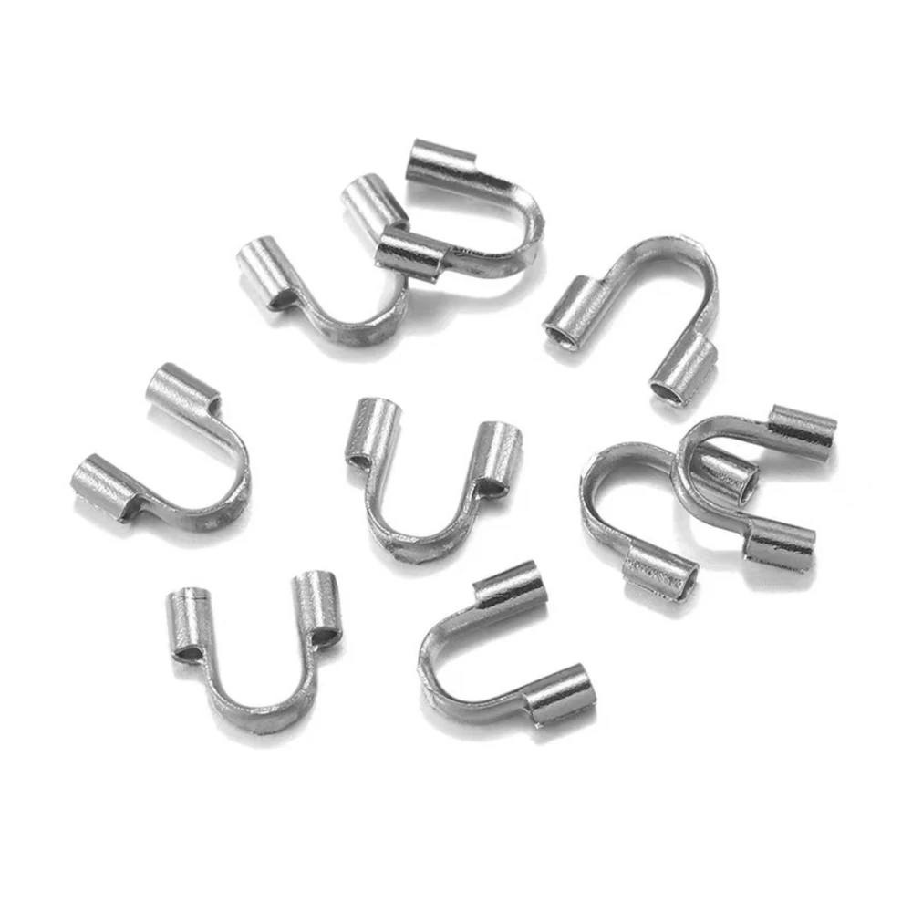 50pcs Stainless Steel U Shape Wire Protectors Wire Guard Guardian Protectors Loops Clasps Connector For Jewelry Making Supplies