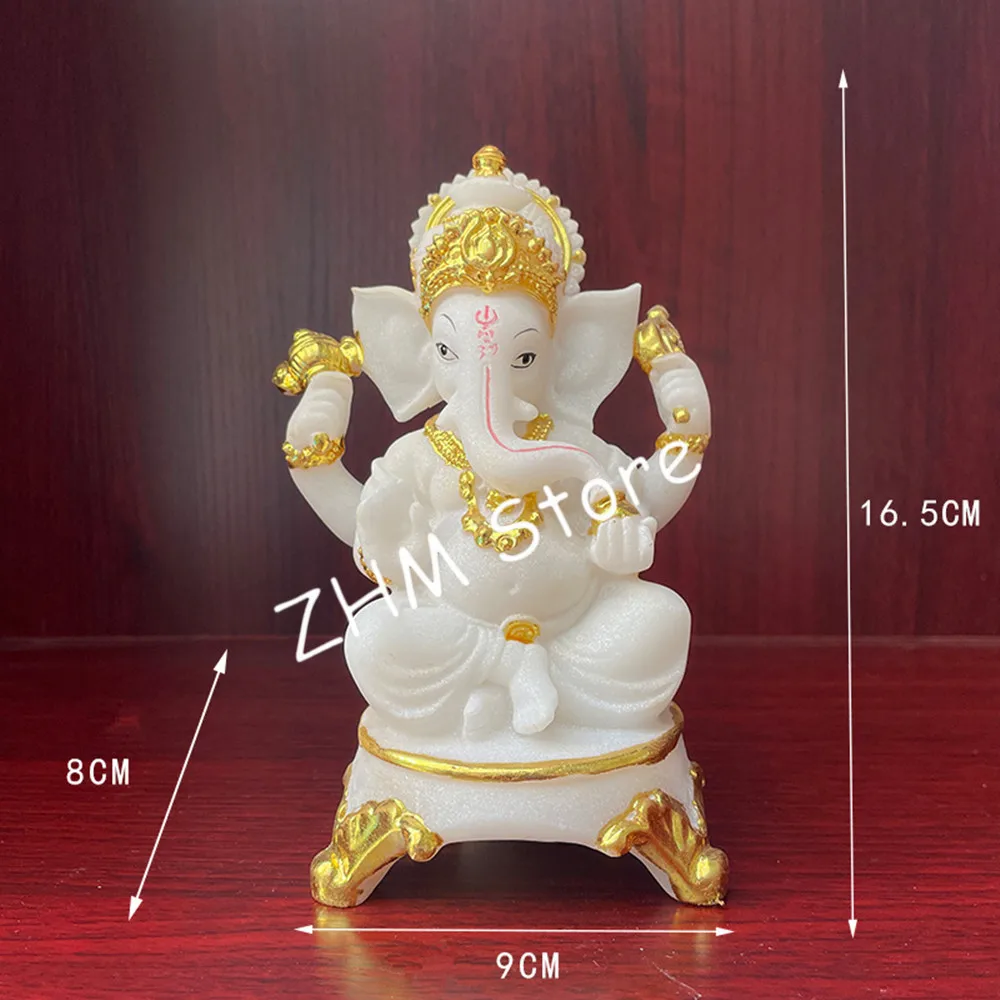 16.5cm White Colored Thailand Elephant God/Delicate Genesha's Wealth Home/Office Putting Decorate Figurine Ornaments