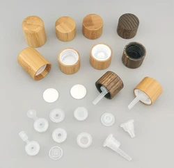20PCS Bamboo Wooden Euro Dropper Caps Screw Cap Essential Oil Bottle Lid with drop plug 18/410 for 18mm Essential Oil Bottles
