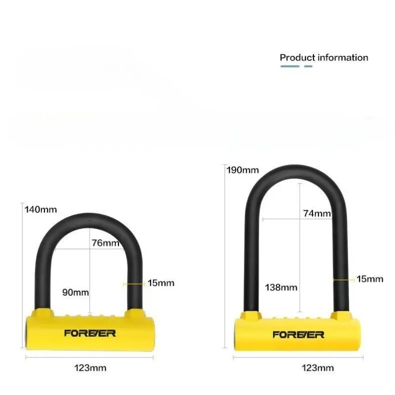 Waterproof Durable Bike U Lock Mountain Bike Road Bike Padlock Anti-theft Security Scooter Motorcycle Bike Lock Bike Accessories
