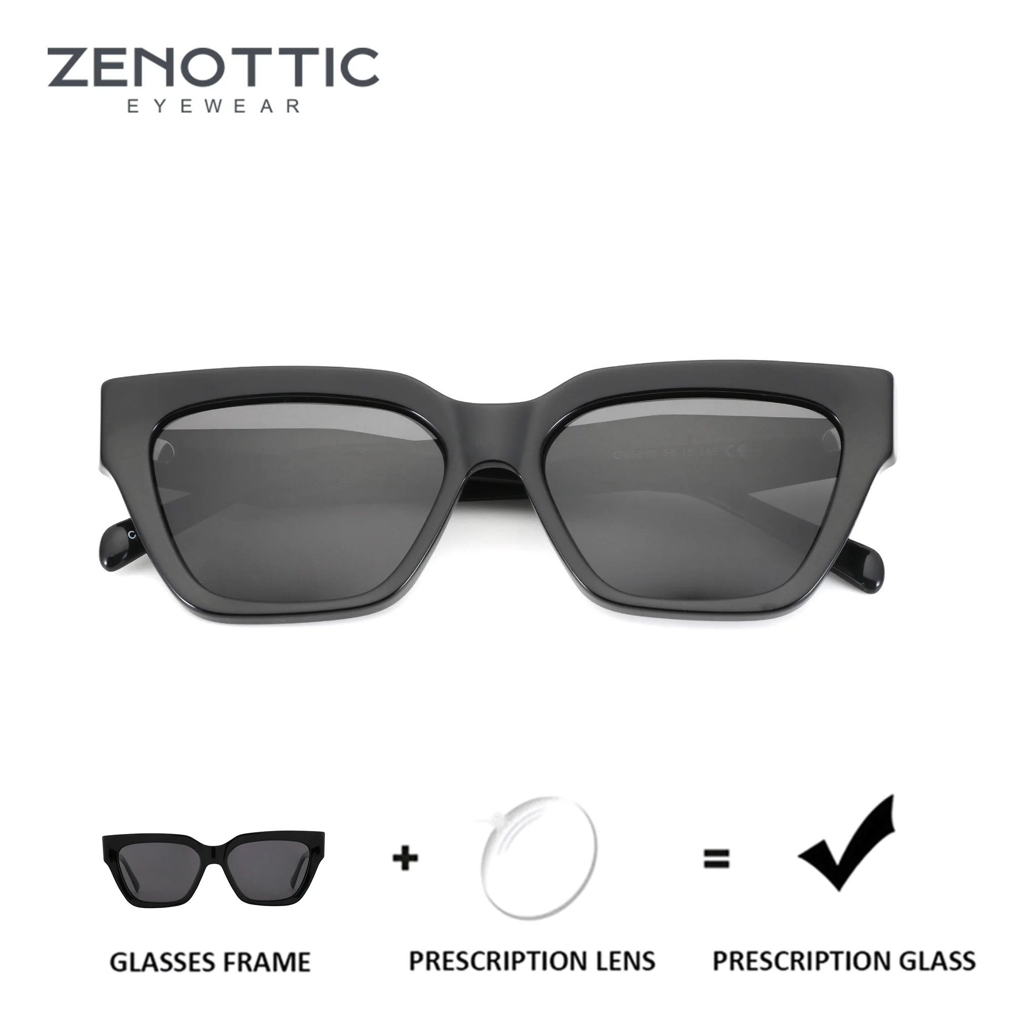 ZENOTTIC Acetate Butterfly Prescription Sunglasses Polarized Myopia Sun Glasses for Women UV400 Driving Shades