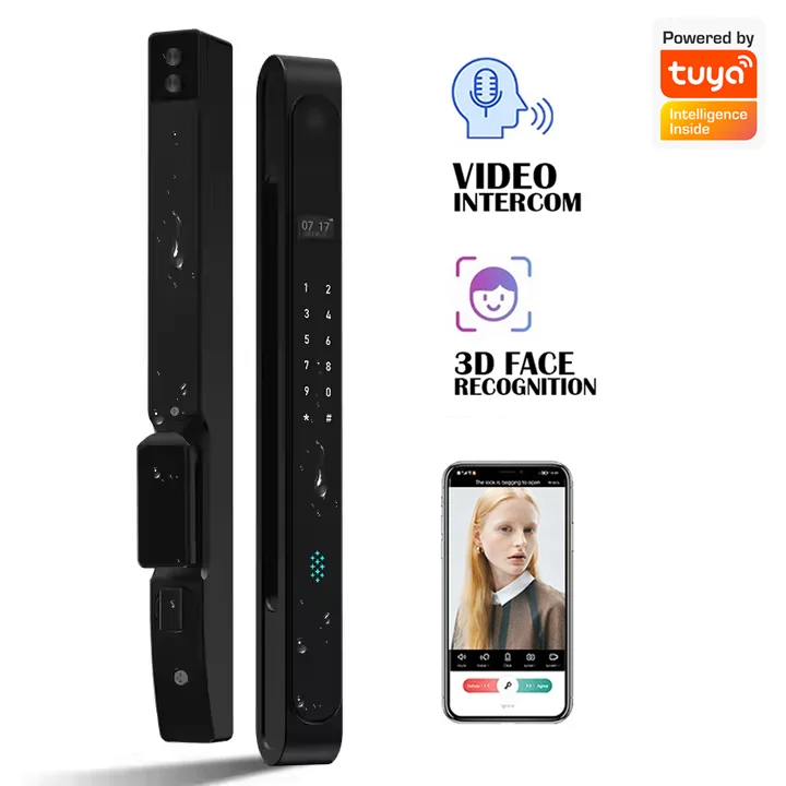 Smartier Digital Lock Wifi Tuya Control Face Card Fingerprint Intelligent Electric Aluminum Sliding Smart Door Lock With Camera