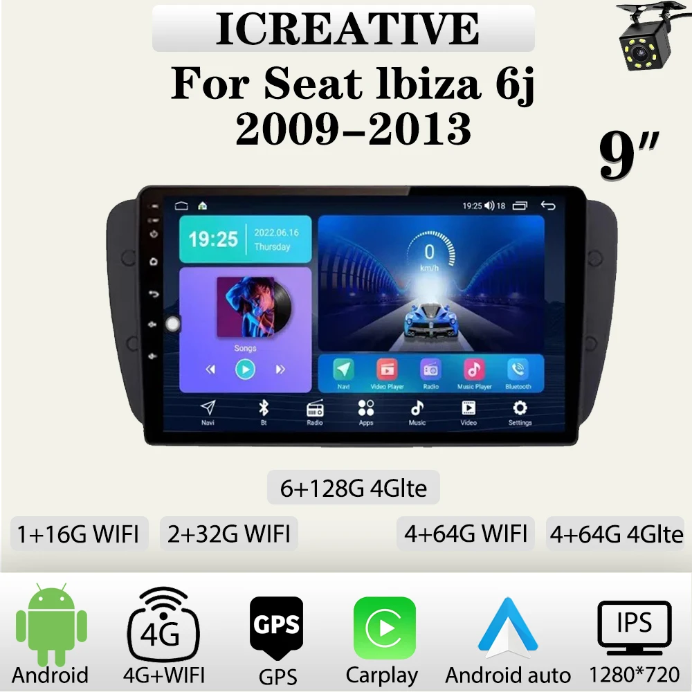 

Android Car Radio for Seat Ibiza 6j 2009 -2013 Multimedia Carplay Player 9 Inch Screen Stereo Autoradio Head Unit Navigation GPS