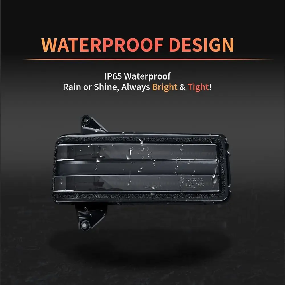 2020-2024 سيلفرادو/سييرا 2500/3500 إشارات الانعطاف الكهرمانية المتتابعة LED مع DRL الأبيض، عدسة دخان مكونة من قطعتين #4