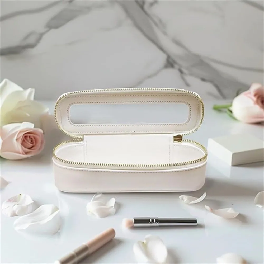Daily Necessities PU Makeup Brush Box Transparent Large Capacity Cosmetic Bag Zipper Closure Waterproof Storage Pouch Travel