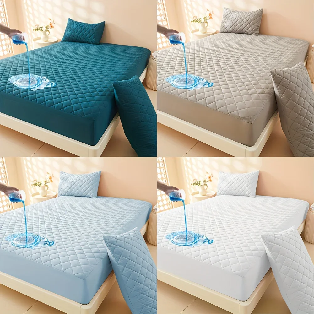 2/3pcs All-Season Waterproof Mattress Protector(1pc Fitted Sheet & 1/2pcs Pillowcases), Soft and Comfortable Fitted Sheet Set