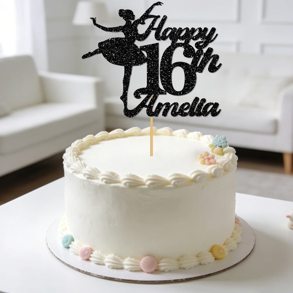 1pcs Personalized Ballet Cake Decorations, Customizable with Name & Age, Ideal for Ballet Themed Birthday Parties