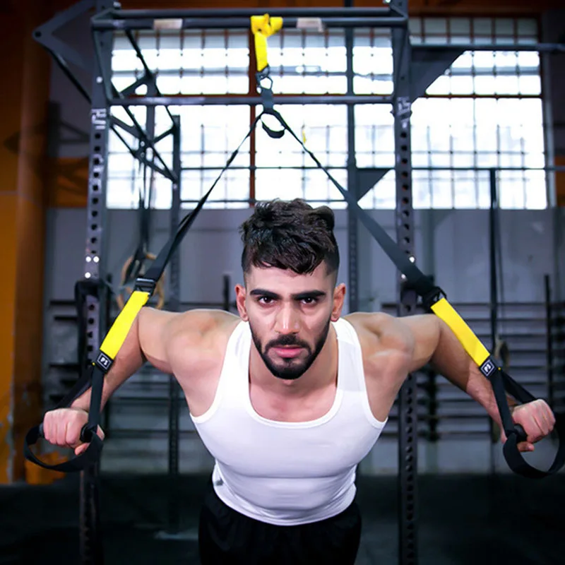 المنزل تعليق التدريب الفرقة اللياقة البدنية قوة مدرب الطاقة قابل للتعديل حزام اليوغا جدار جبل المهنية تجريب كامل الجسم