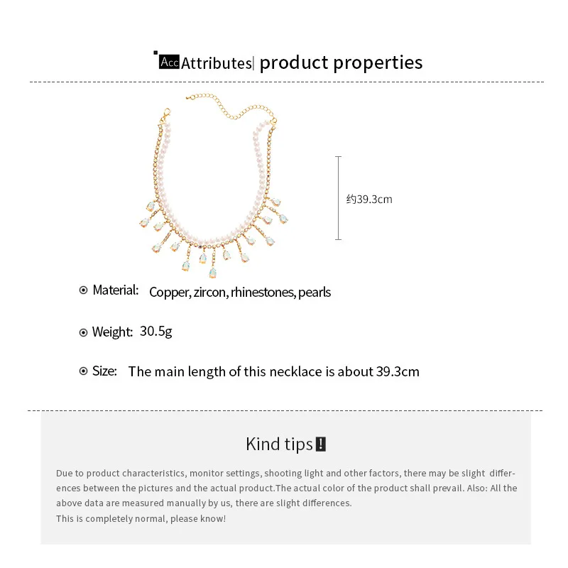 French Luxury Rhinestone Imitation Pearl Chain Necklaces for Women New Fashion Gold Color Multilayer Necklace Wedding Jewelry
