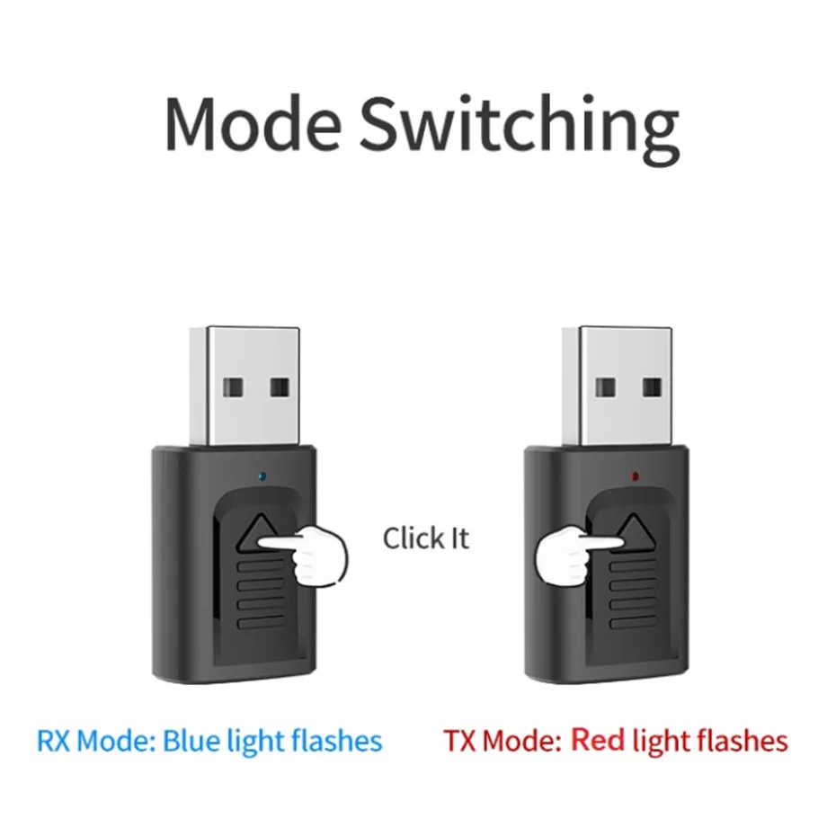 Grwibar-Mini Wireless USB Bluetooth 5.0 Adapter, 4 em 1, 3.5mm Jack, AUX, BT, Receptor de Áudio, Transmissor para Carro, TV, Alto-falante