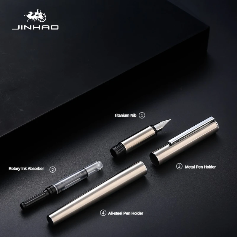 JINHAO 35 Fountain Pen All Steel Black Colors EF/ F Nib Business Office Student School Writing Pens Stationery Supplies PK 9019