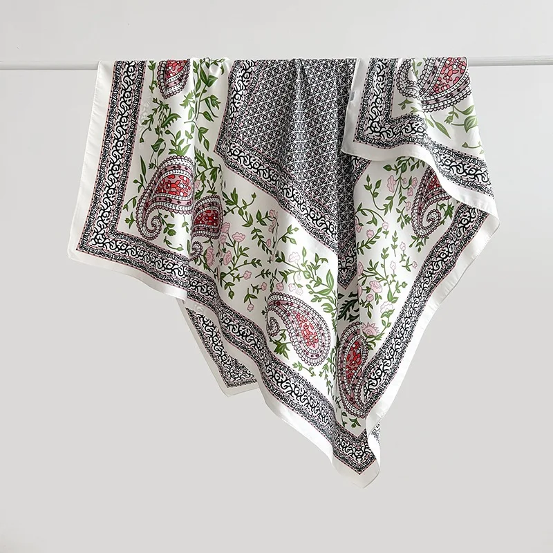 Mujer España moda Paisley jardín Floral sedoso chal bufanda alta calidad envoltura diadema Bufandas musulmán Hijab Sjaal 130*130Cm