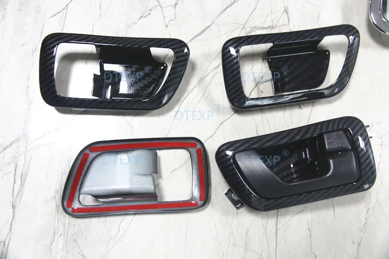 4 Pieces Carbon Inner Door Handle Stickers For Pajero V97 V93 Door Lock Frame For Montero V98 Inner Door Bowl FOR V73 2000-2022