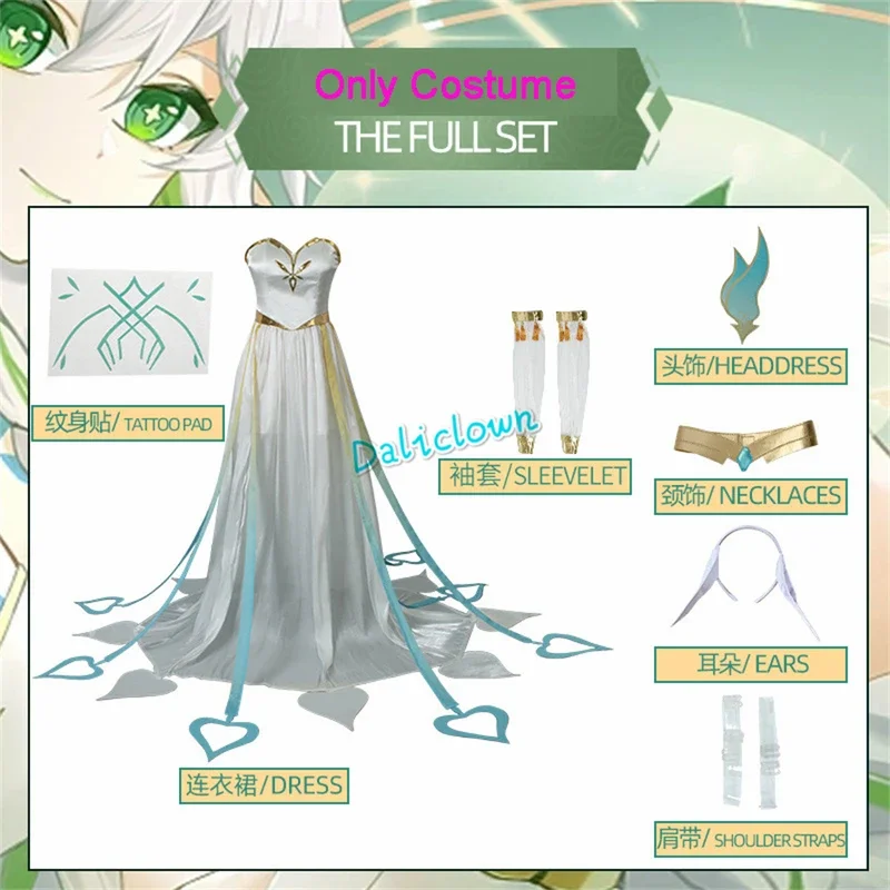 Rukkhadevata cosplay genshinimpacto o maior senhor rukkhadevata cosplay traje uniforme peruca festa roupa feminina terno nahida