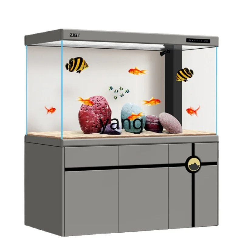 Yjq Fish Tank Living Room Super White Bottom Filter Partition Large Floor Aquarium Smart Screen Home Ecology