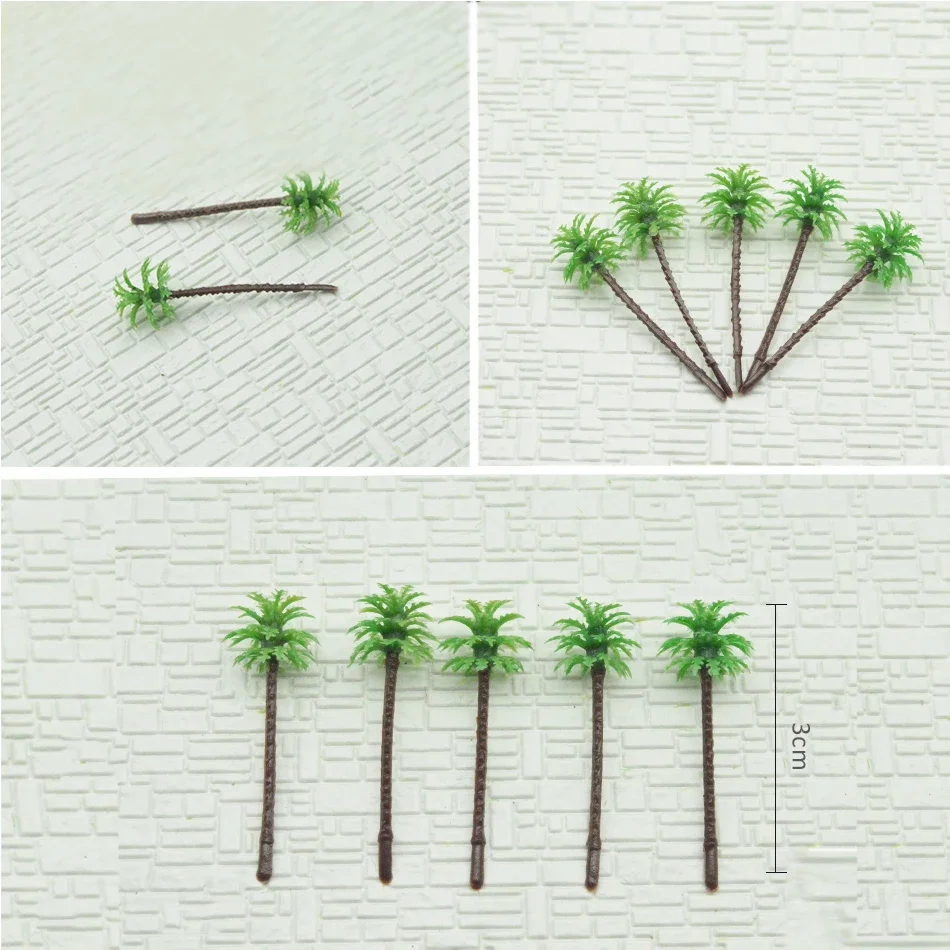 200PCS 3CM Miniature Palm Trees Model Diy Making Coconut Plant Plastic Toys Architecture Building/Railway Train Layout Diorama