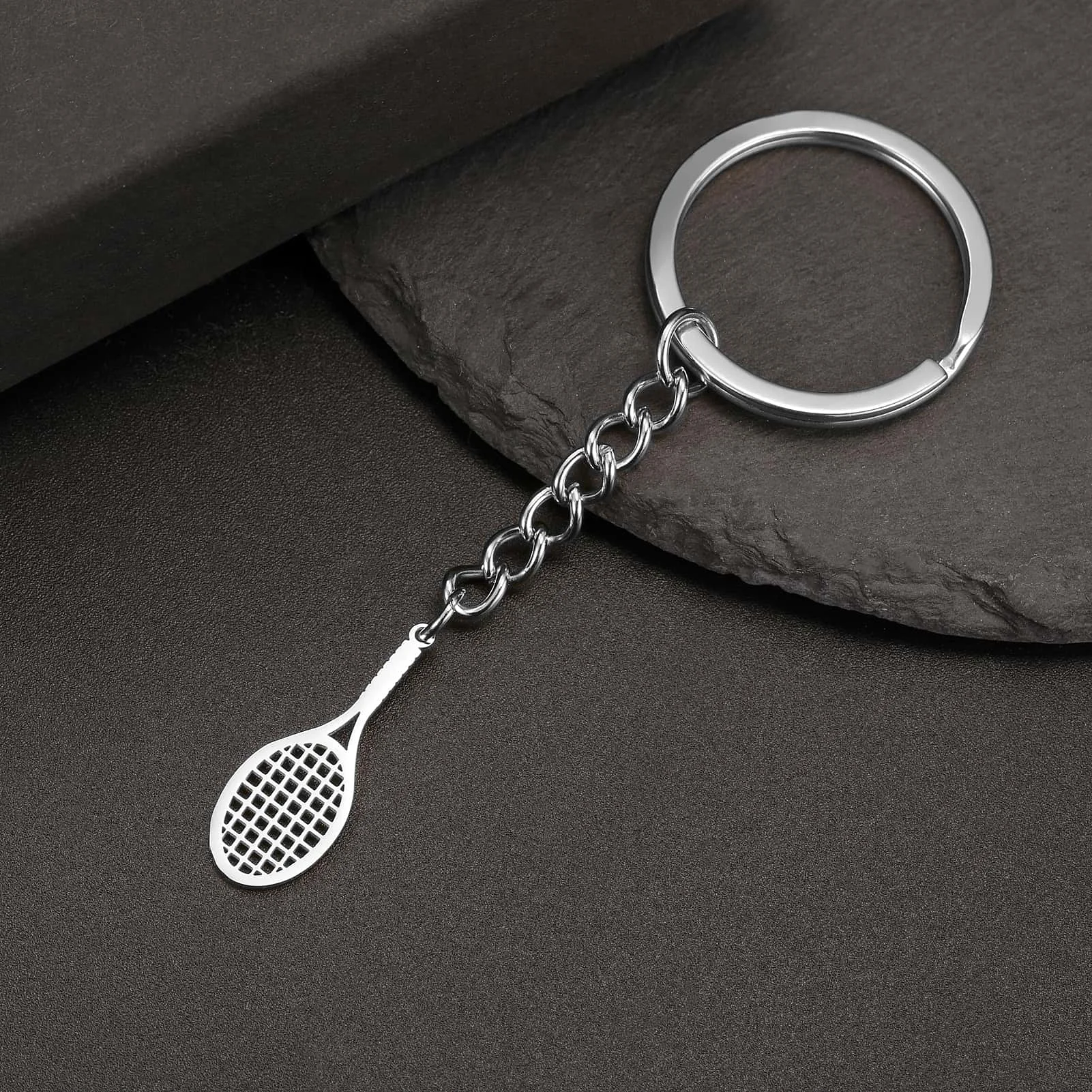 Creative Metal Badminton Racket Pendant Keychain Mini Shuttlecock Sports Keyrings Gift Backpack Purse Key Holder Accessories