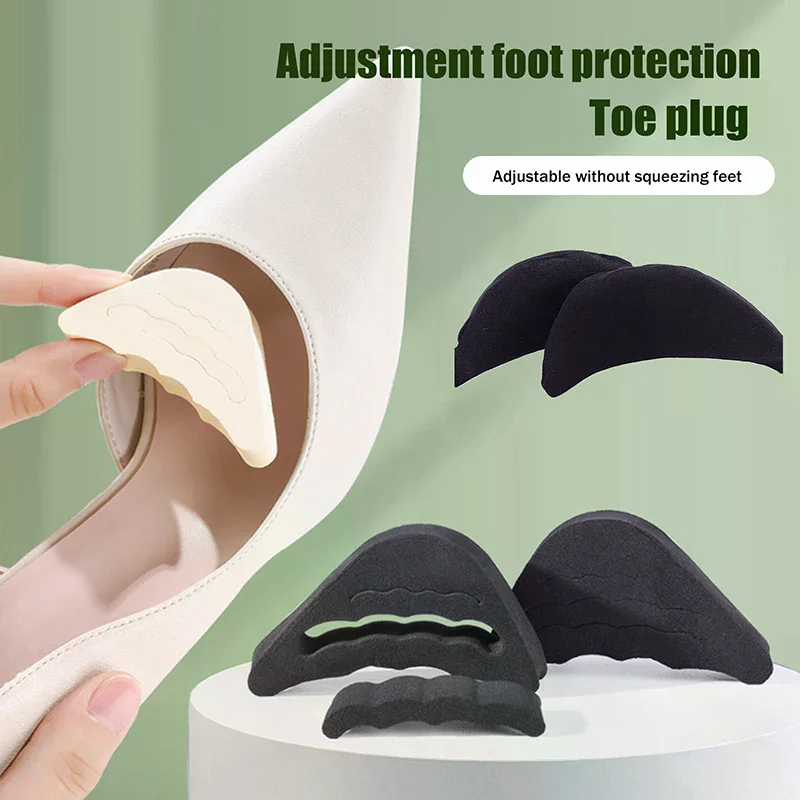 Memory Foam Toe Plug Soft Half Insoles Reusable Toe Sponge Filler Insert For Shoes Adjustable Too Big Foot Brace Pads Unisex