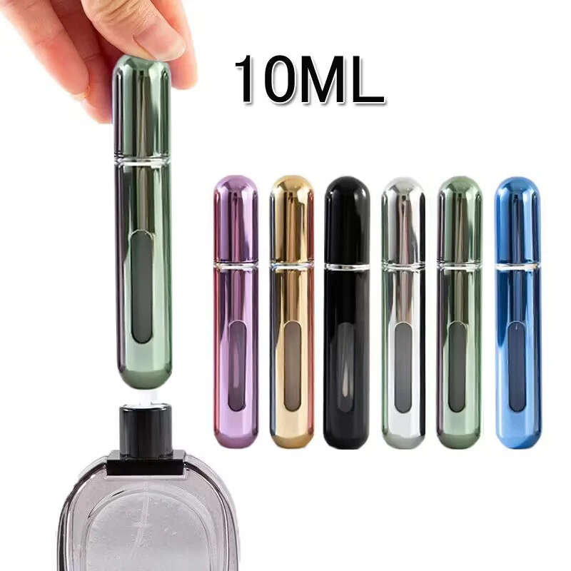 1/3/5Pcs 10ml Self-Pumping Perfume Dispenser Bottle Bottom Direct Fill Spray Bottle Aluminium Portable Push Punch Perfume Bottle