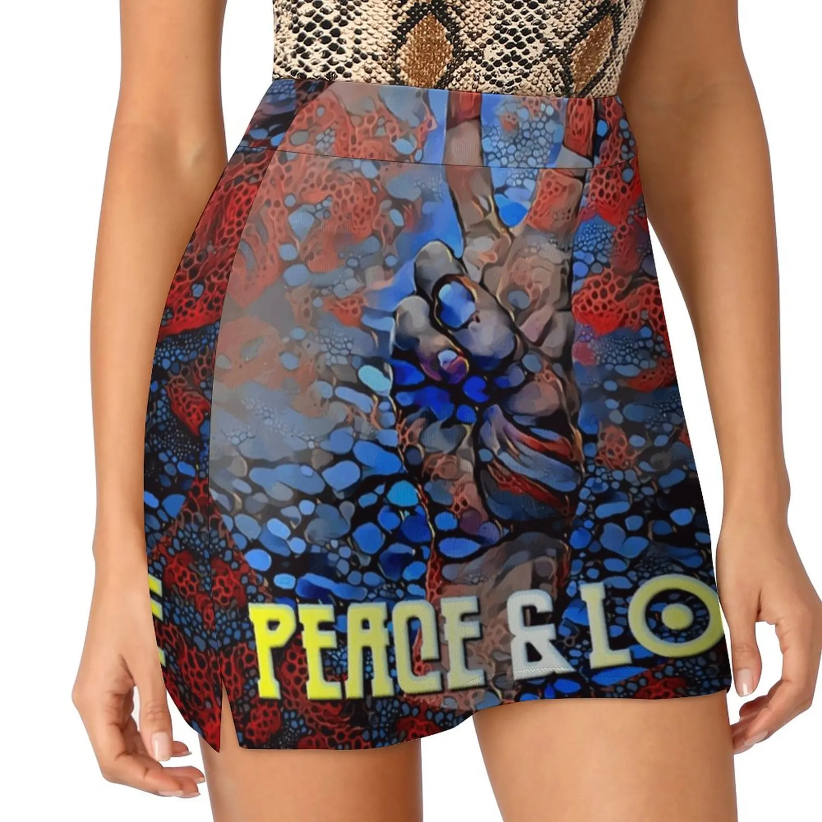 Peace And Love Women's skirt With Hide Pocket Tennis Skirt Golf Skirts Badminton Skirts Running skirts Peace And Love Fractal