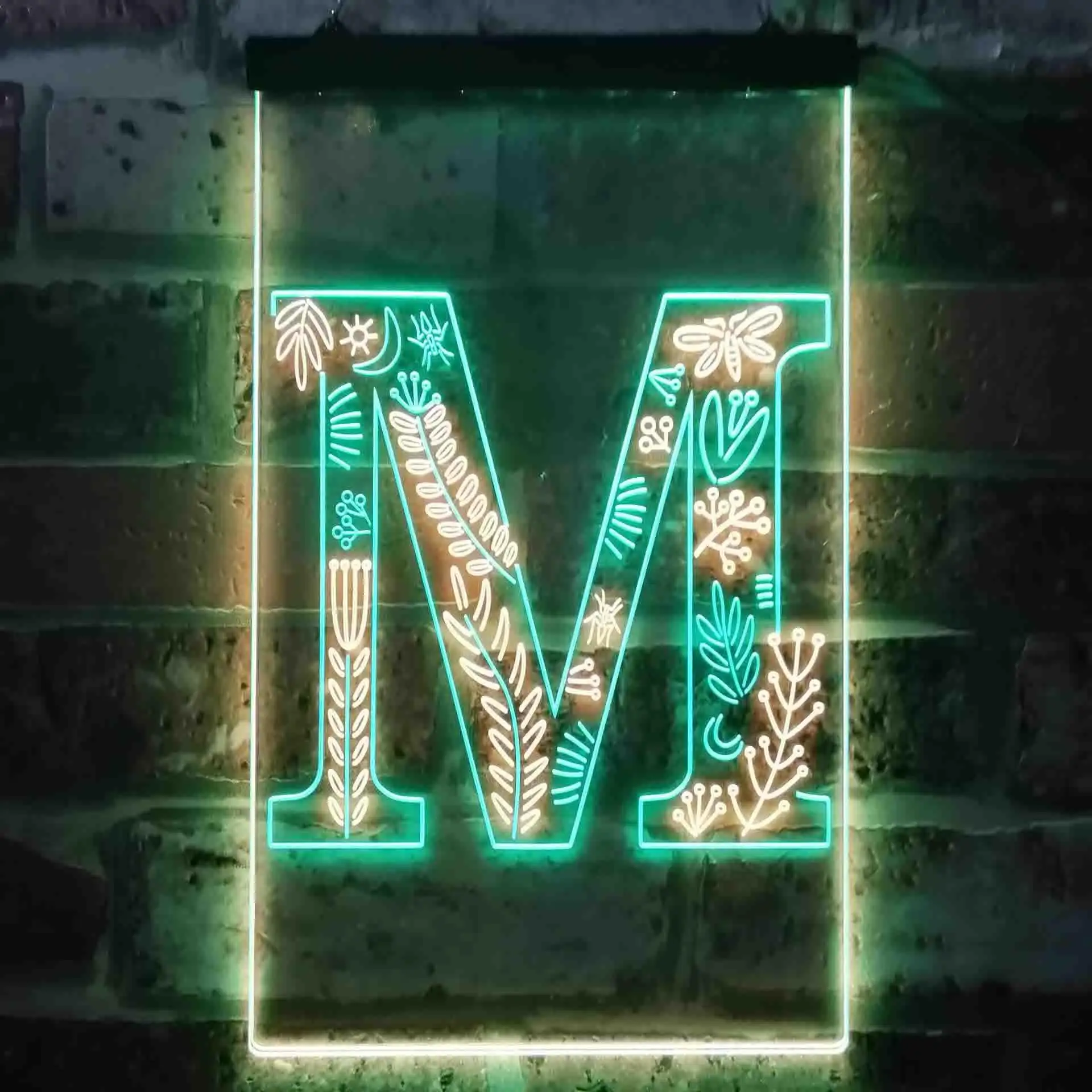 Letter M Initial Monogram Family Name Dual Color Led Neon Sign st6-i3450