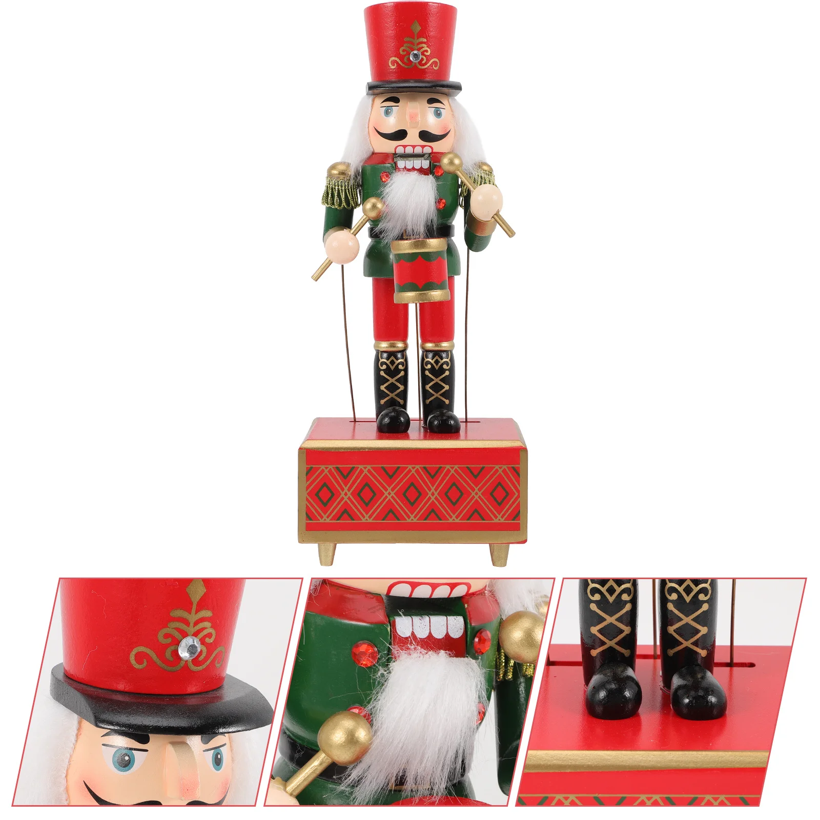 

Xmas Nutcracker Music Box Wooden Design Festival Favor Gift for Housewarming Desktop Cabinet Window Sill Decoration Musical Box