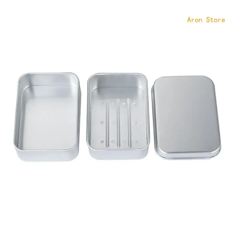 Square Aluminum Soap Dish Soap Box with Lid Aluminum Soap Holder Travel Soap Travel Soap Tray Container for Hotel