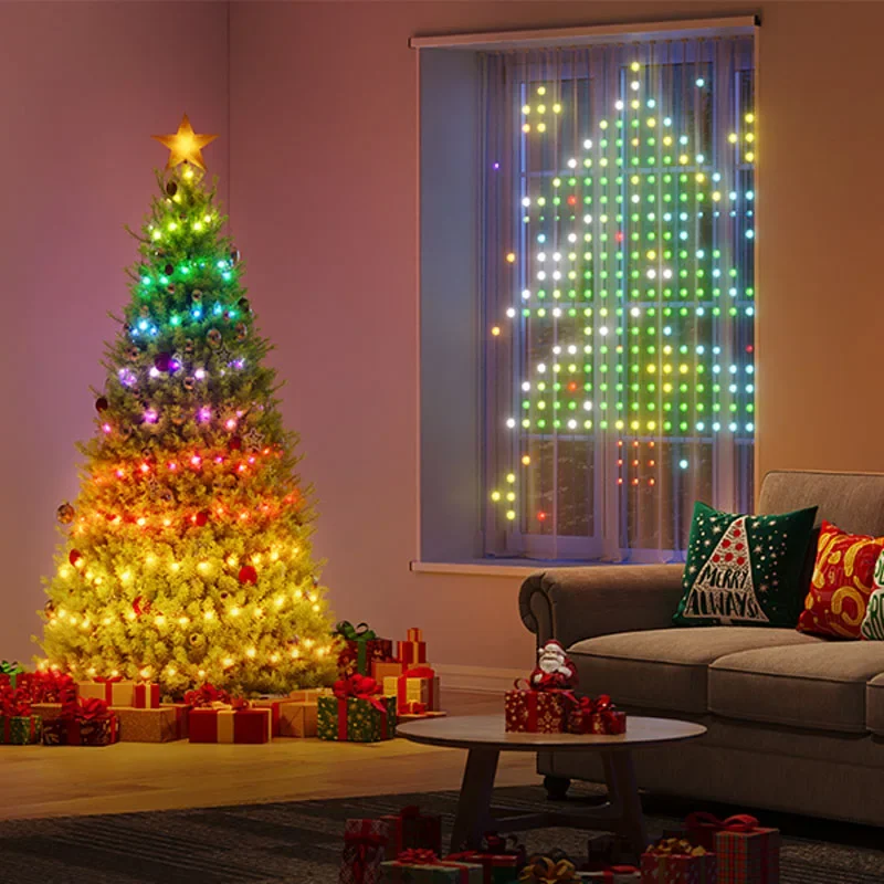 400-1600 LED Smart Curtain Lights RGB LED String Lights with App Remote Controls DIY Color Pattern Music Sync for Bedroom Decor