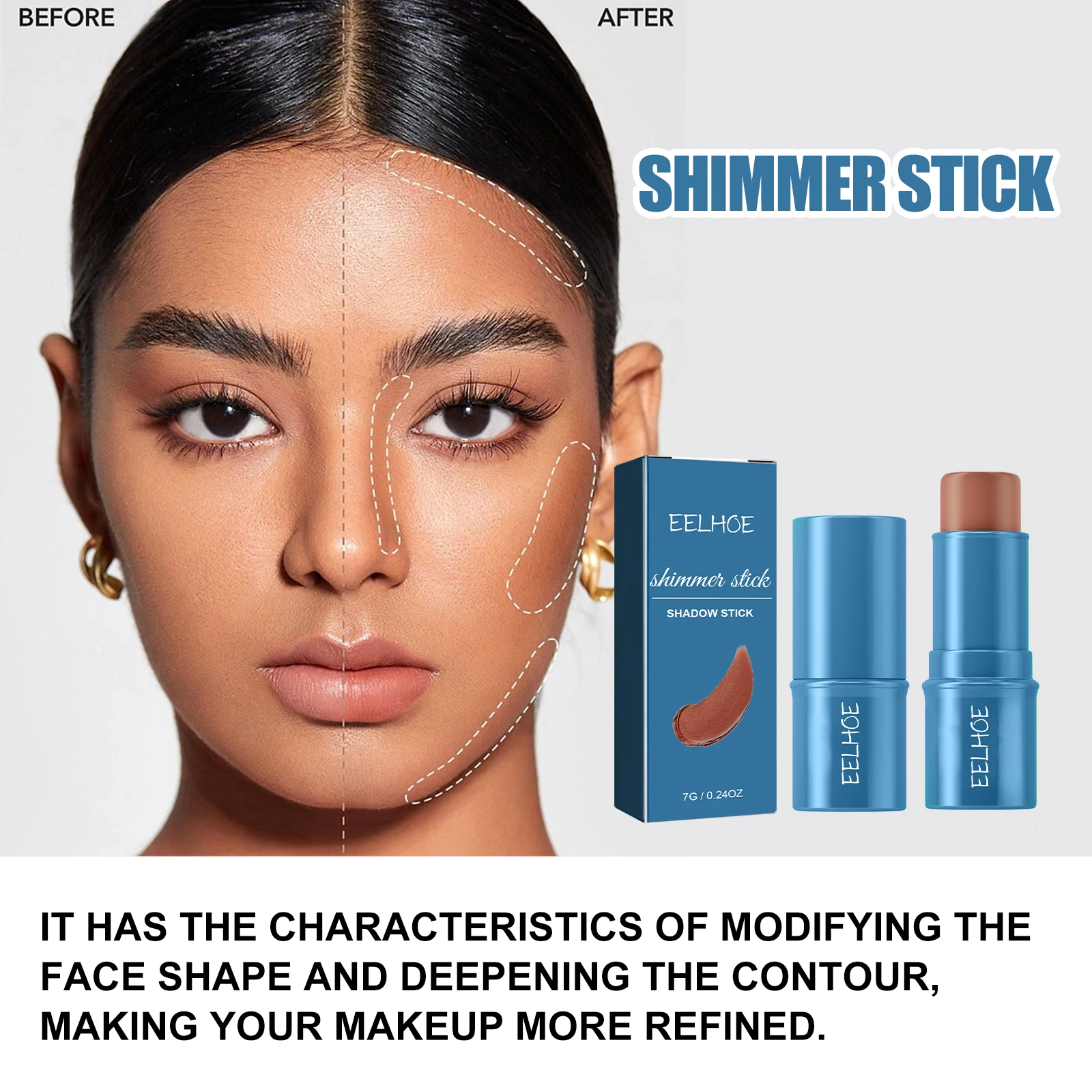 Surligneur multifonctionnel pour le visage, Contour naturel, crémeux, mélange facile, Non gras, taille de voyage, maquillage, cadeau pour peaux sensibles