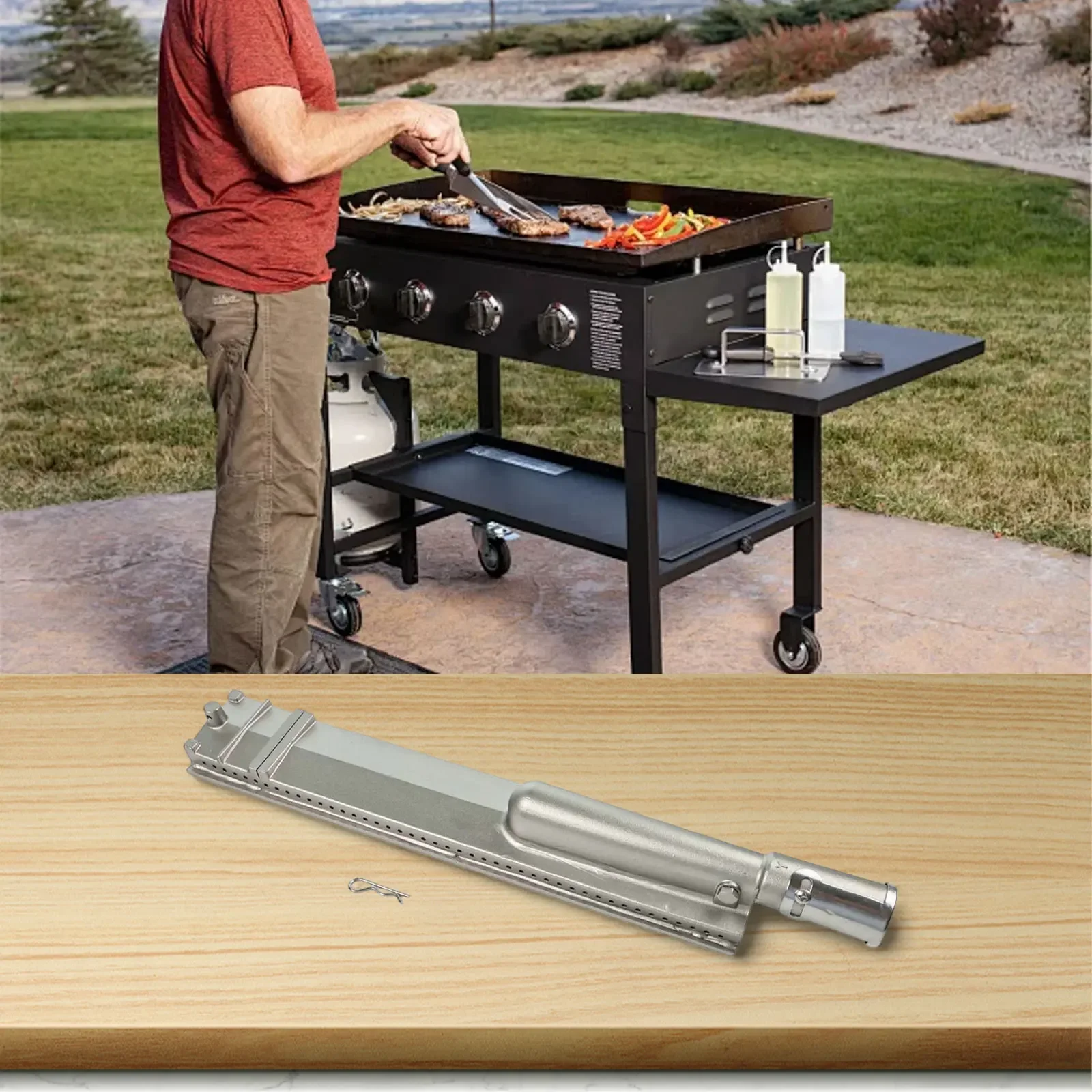 

304 Stainless Steel Burner Bbq Gas LP Gas Burner BBQ Replacement Burner 3.1 Inches Wide 304 Stainless Steel Material