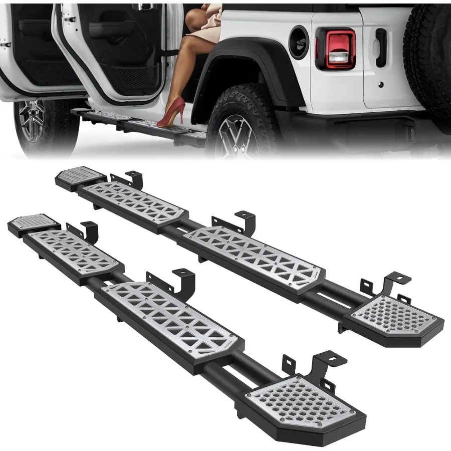 

Running Boards for Jeep Wrangler JL 2018-2025 4 Door Models 7 Inch Silver Panel Chrome Step Bars Rock Rail Steps Made of Stainl