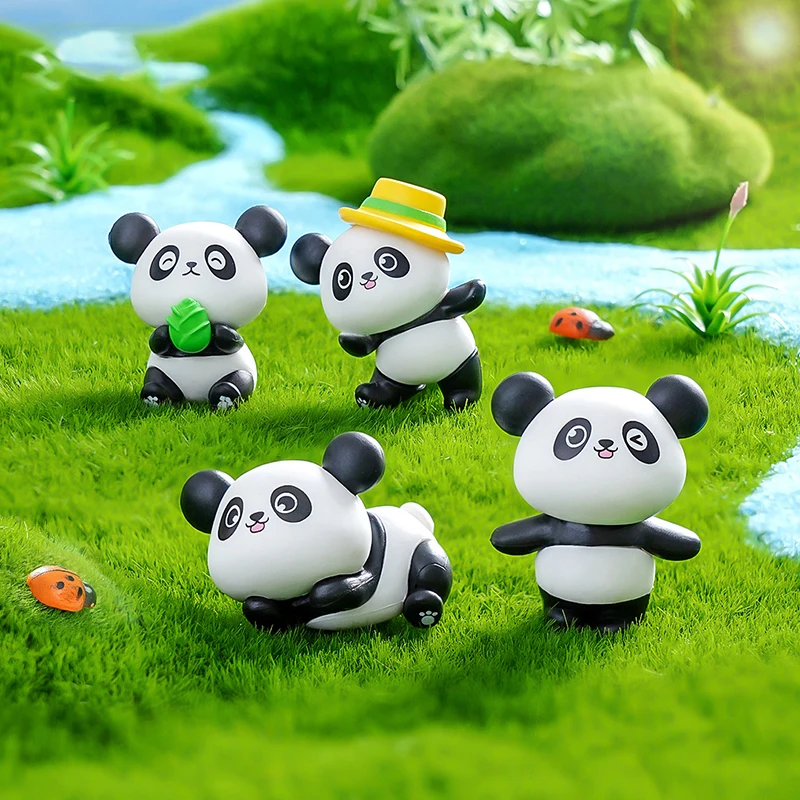 Cute Cartoon Mini Panda Doll Miniature Figurine Micro Landscape Ornaments Creative DIY Home Decoration Accessories Gifts