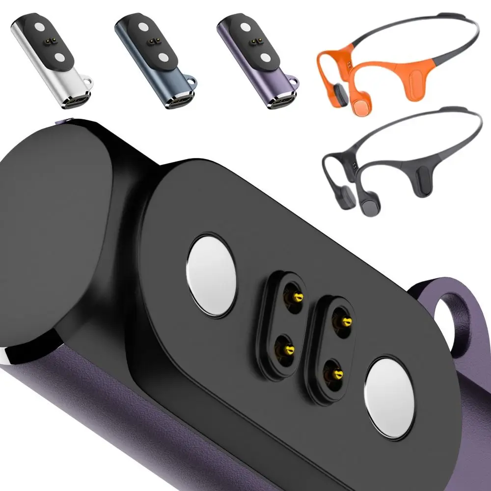 Адаптер для зарядки USB-C для наушников с костной проводимостью, из алюминиевого сплава, с LED-индикатором, магнитный конвертер для MOJAWA Run Plus Mojo2
