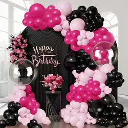 164pcs black, peach red, pink latex balloon arch set for birthdays, weddings, gender reveal, bachelorette party, family reunion