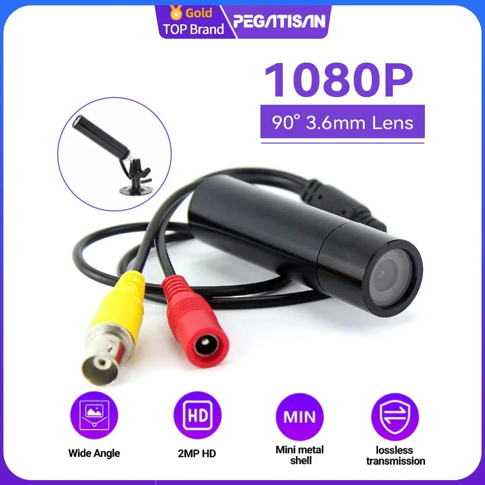 

Камера PEGATISAN 1080P AHD Bullet, 2 МП, миниатюрная, металлическая, с объективом 3,6 мм, дневным/ночным видением, UTC/4-в-1 OSD, 12 В постоянного тока, для внутреннего/наружного использования