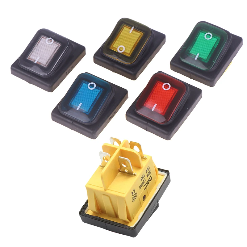 1Pcs 12V/220V 30A ON OFF KCD4 Heavy Duty 4pin DPST IP65 Sealed Waterproof T85 Auto Boat Marine Toggle Rocker Switch w/LED