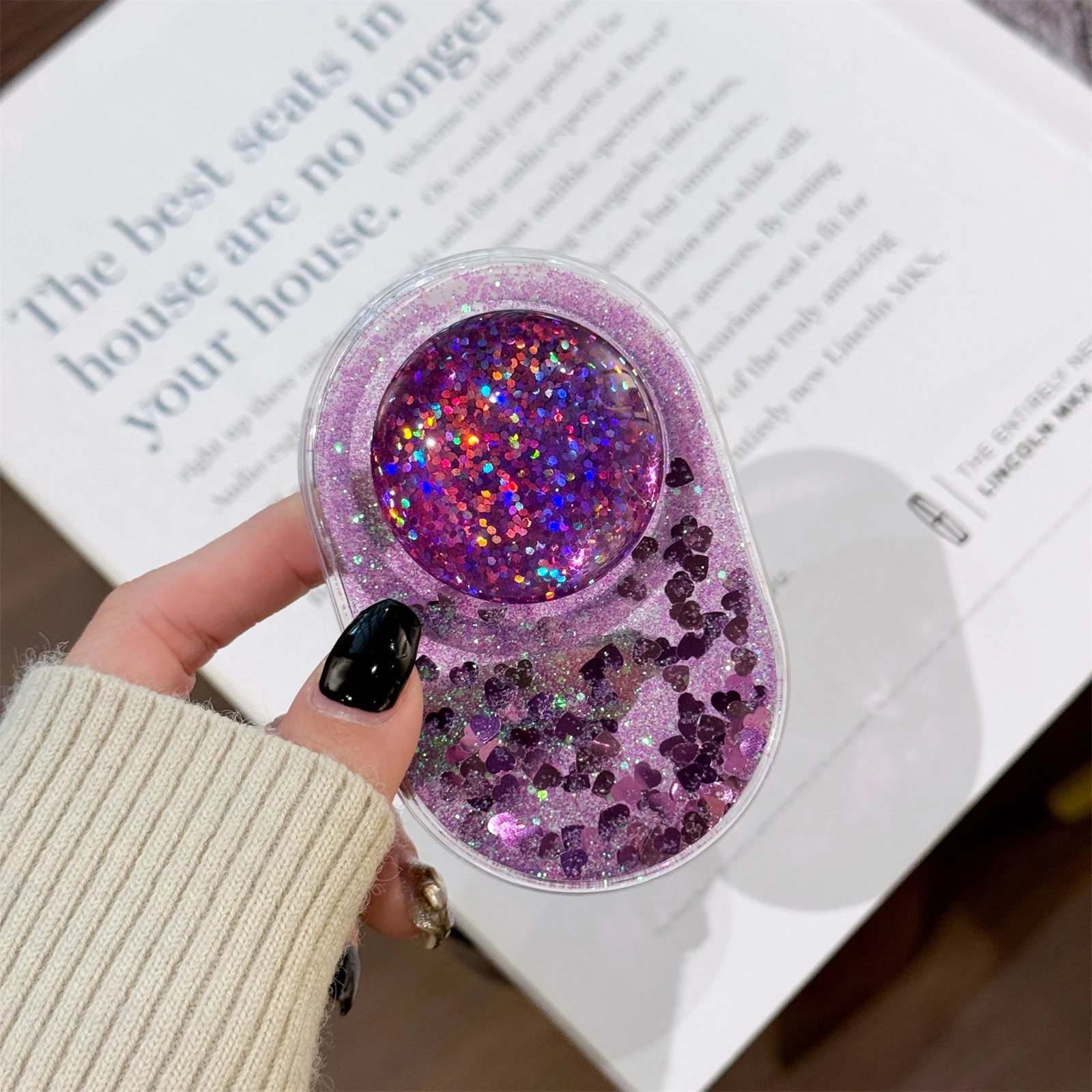 Luxury Glitter Ball Liquid Quicksand Magnetic Phone Grip Holder For iPhone 15 14 13 12 Magsafe Socket Bracket Stand