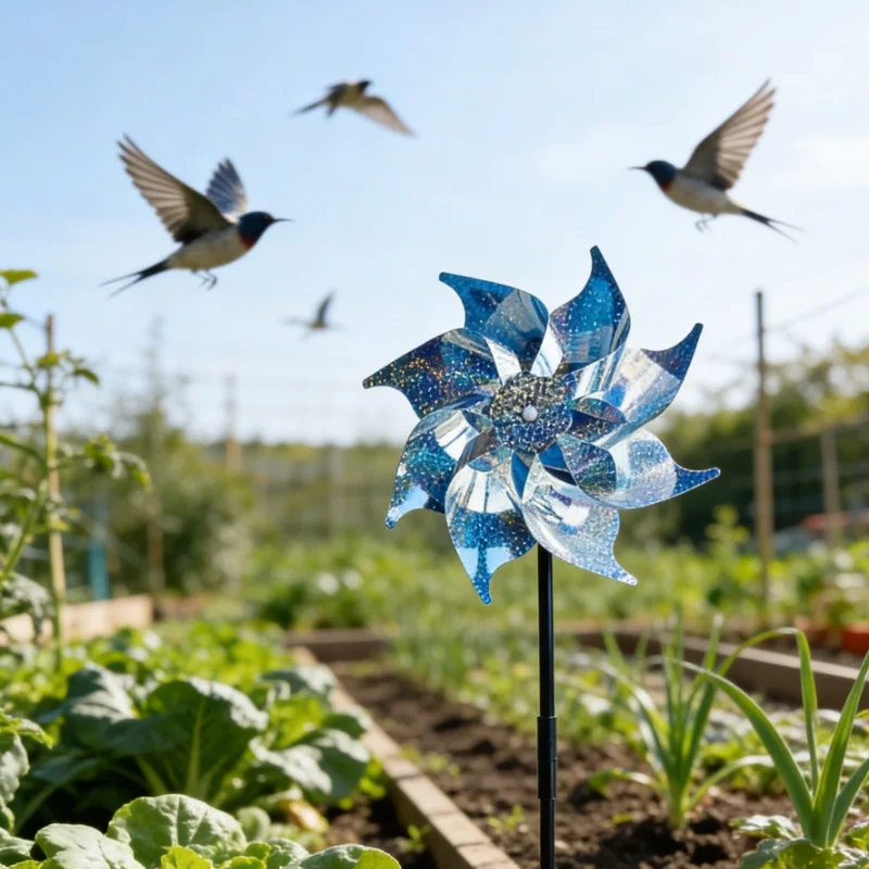 Reflective Bird Repellent Windmill Sparkle Laser Wind Spinner Outdoor Garden Bird Deterrent Pinwheel Farm Yard Scare Bird