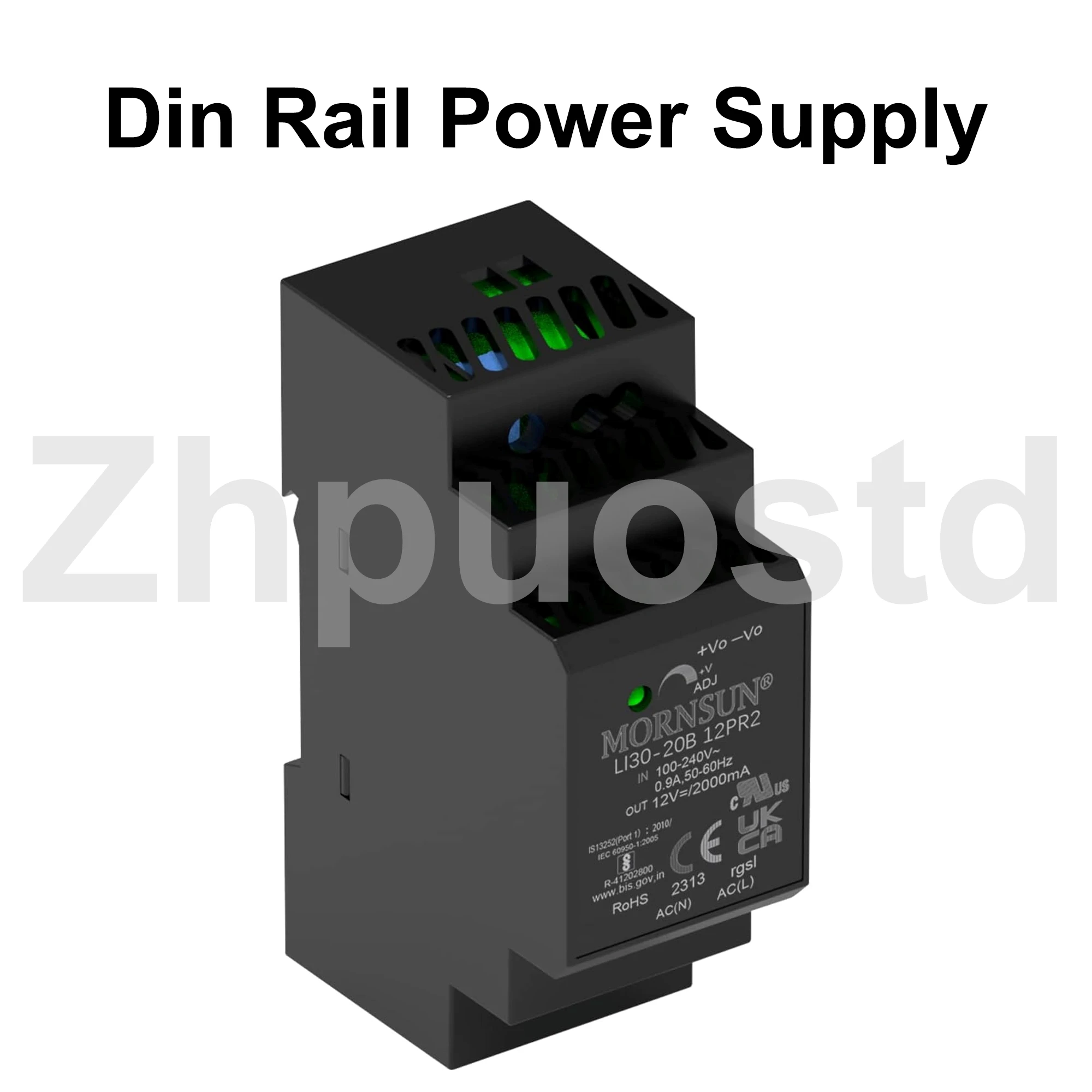 

DIN Rail Power Supply, 24W 12V 2A Output (AC/DC 24W 12V 2A), Built in Active PFC, Voltage Regulation AC DC Din Rail Power Supply