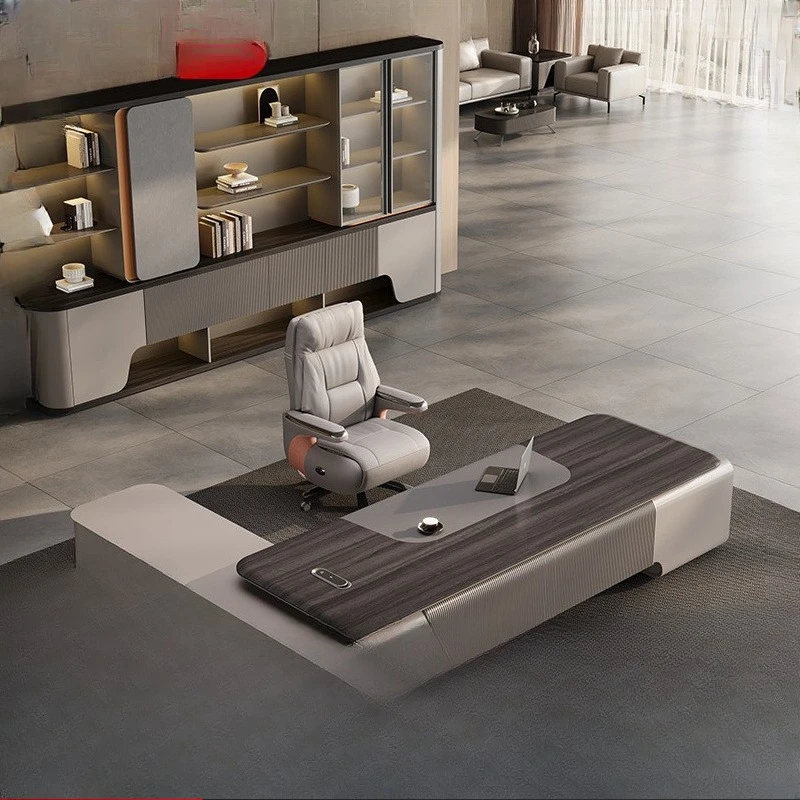 

Стол руководителя, в стиле лёгкой роскоши, комплект офисного стола и стула, большой рабочий стол, мебель для кабинета генерального директора.