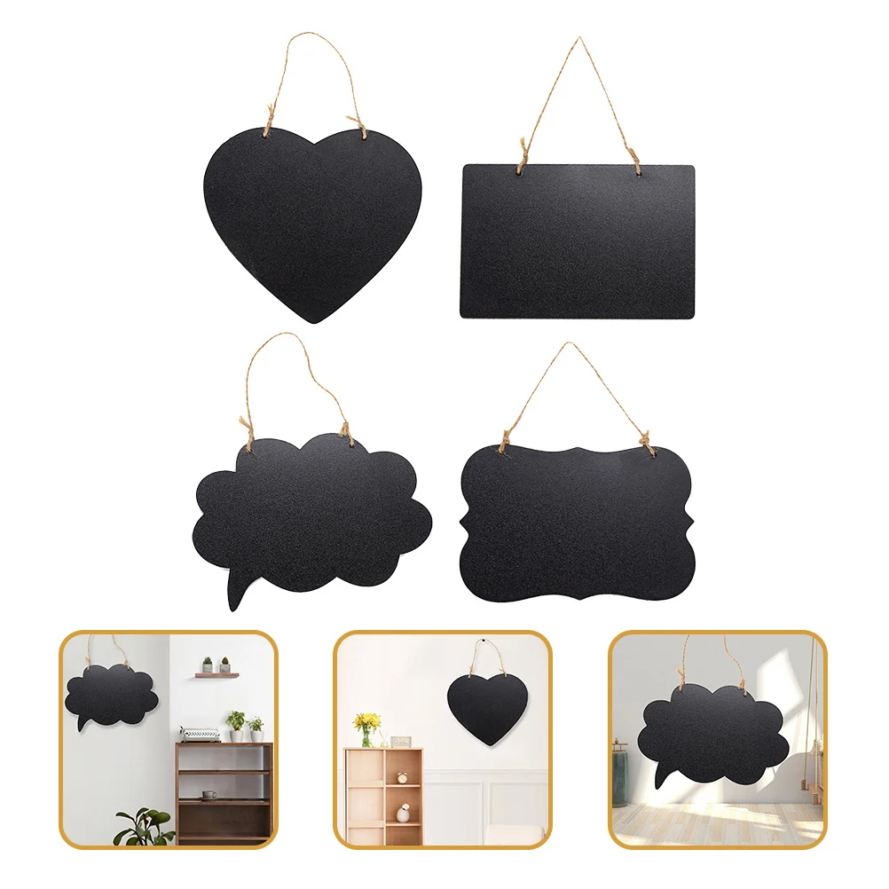 

4Pcs Message Blackboard Creative Hanging Double Sided Wooden Chalkboards for Weddings Home Parties Decoration Message Board