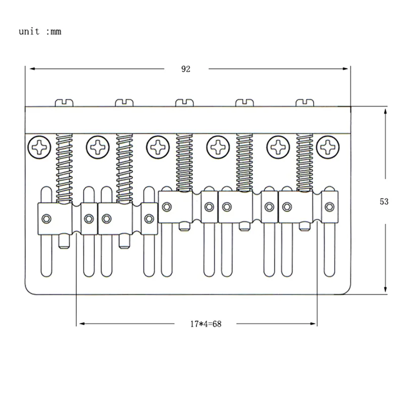 Placa de cuerda de tracción de puente de sillín de Bajo grueso de 5 cuerdas, accesorios de guitarra de Bajo Eléctrico de 5 cuerdas, Plata