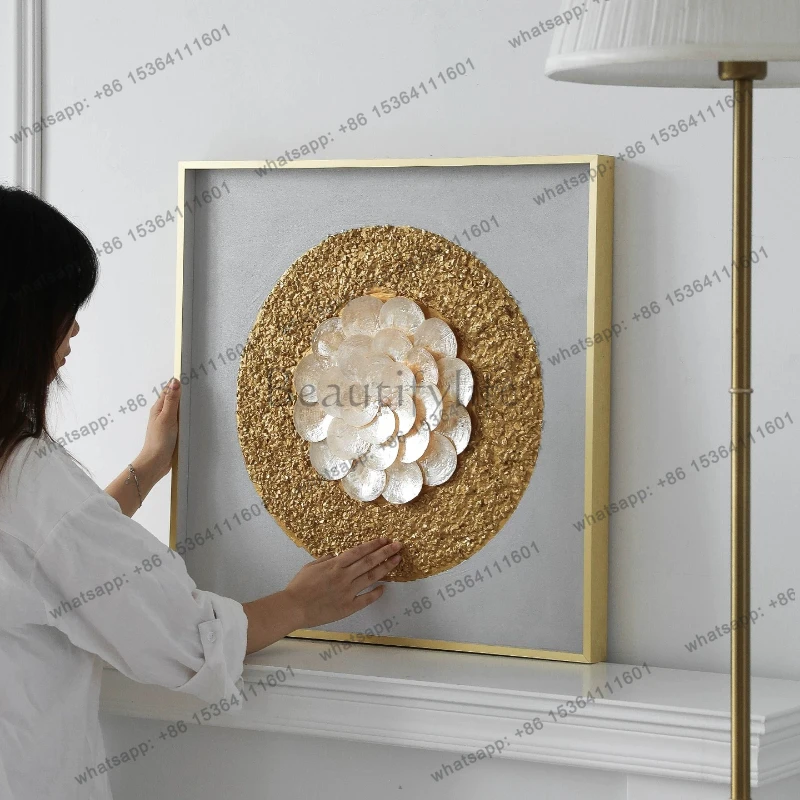 Original hand collage shell decorative painting entrance living room light luxury mural