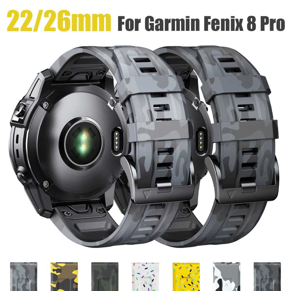QuickFit 22/26 mm Camouflage-Silikonarmband für Garmin Fenix 8 Pro E 8 7X/Tactix 8 7X/Instinct 3 2x/Forerunner 970 965 Uhrenarmband
