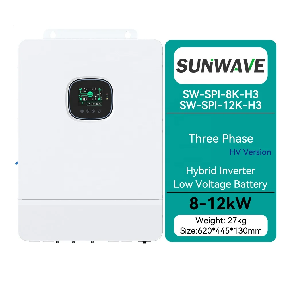 Sunwave อินเวอร์เตอร์พลังงานอัจฉริยะไฮบริดสามเฟส8KW 10KW 12KW เกรดสูง