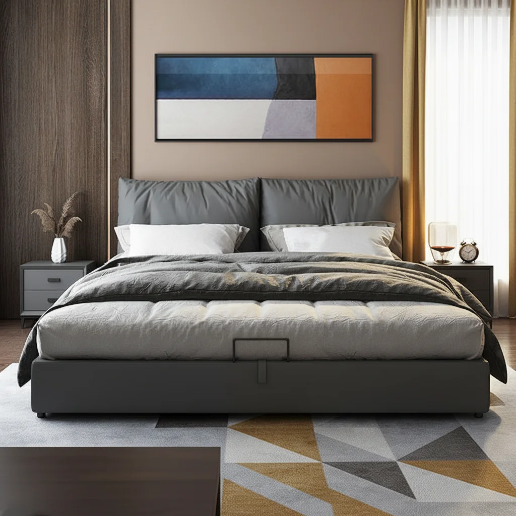 xx-Soft Modern Design Box-Style Storage Air Pressure Technology Microfiber Wash-Free Wedding Bed Full Size Master Bedroom&