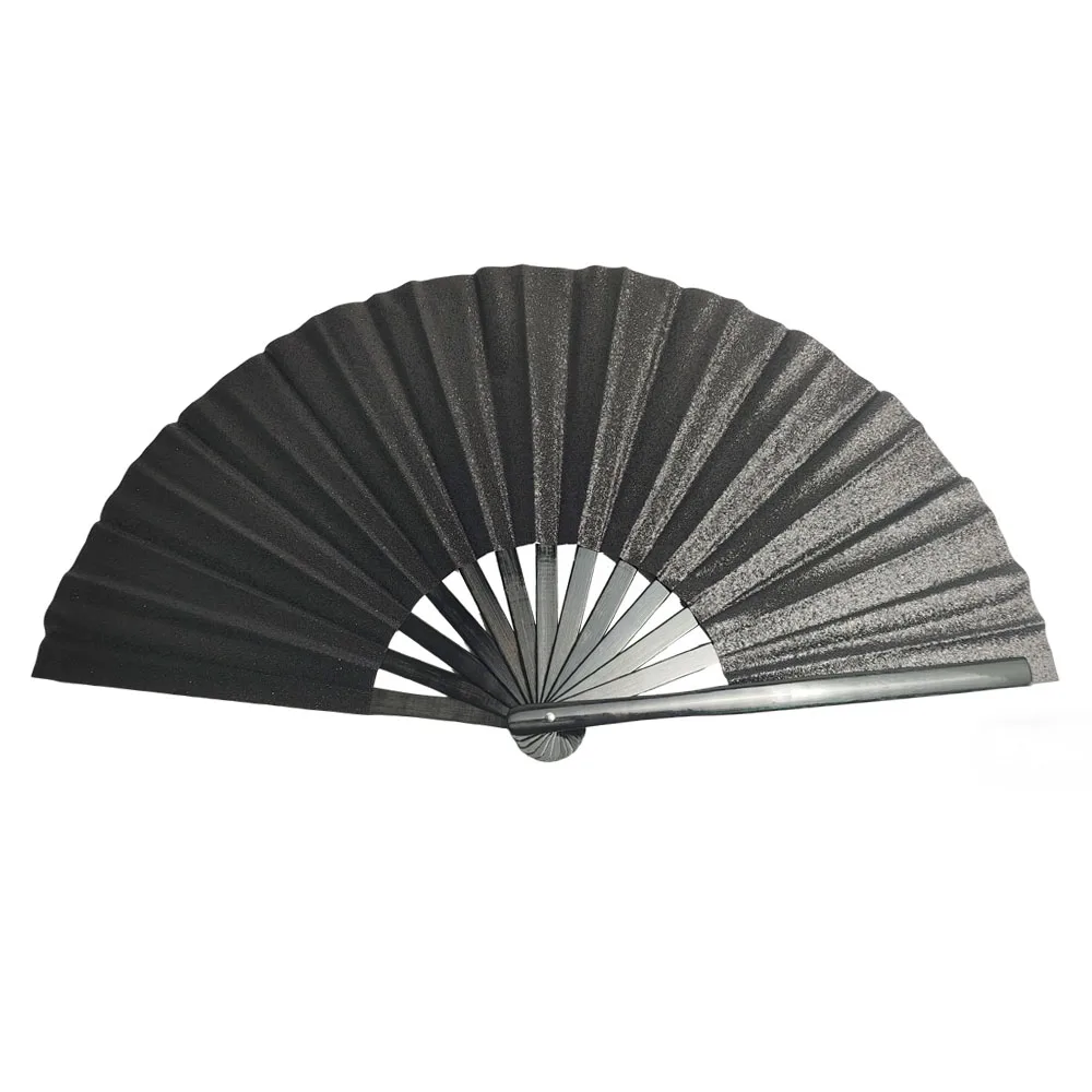 Black Glitter Martial Arts Bamboo Folding Fan Leg Holster Set Portable Carry Bag for Kung Fu Tai Chi Performance Cosplay