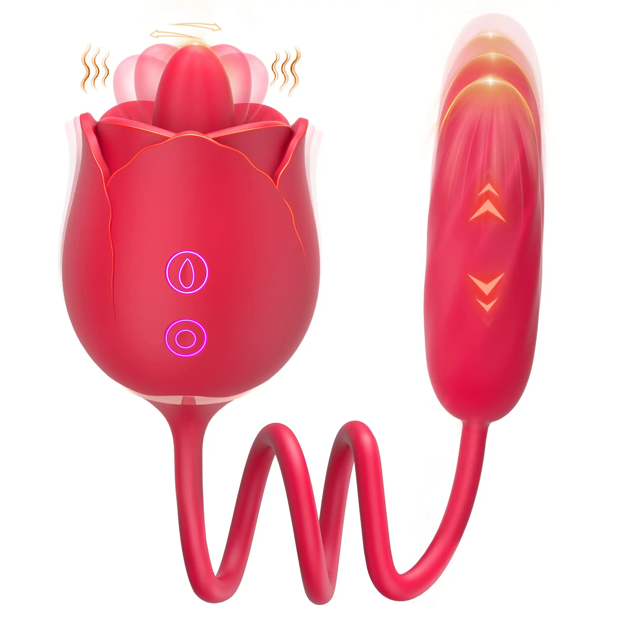 

Female Rose Sex Stimulator, Female Clitoral Vibrator with Tongue Licking and Thrust Pulse Dildos Bullet, 9 Modes, Adult Flower