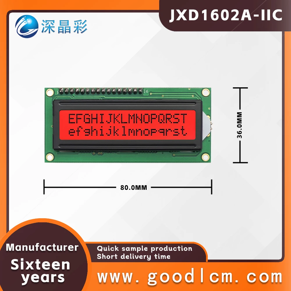 Pantalla de matriz de puntos LCD en idioma ruso JXD1602A-IIC interfaz iic/i2c FSTN módulo de pantalla LCM positivo rojo de 1602 caracteres